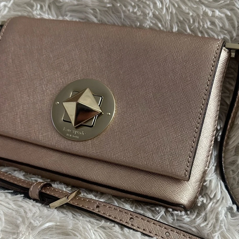 Kate Spade Sally Newbury Lane 100% Leather Crossbody Bag In Rose-gold - NWOT